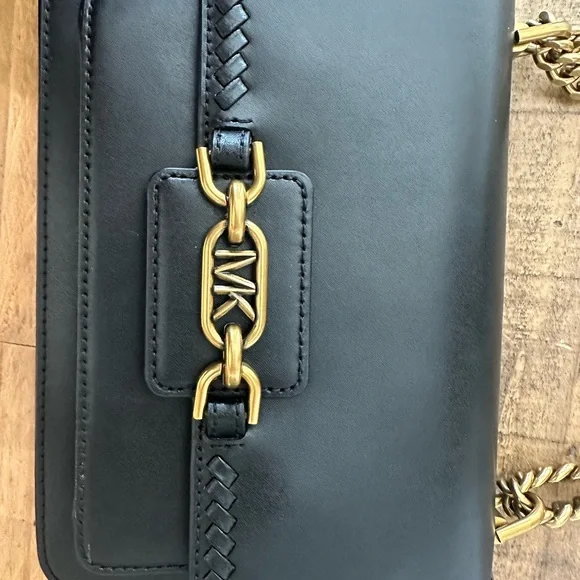 Michael Kors Black and Gold Crossbody Bag with Chain Detailing - Picture 3 of 6